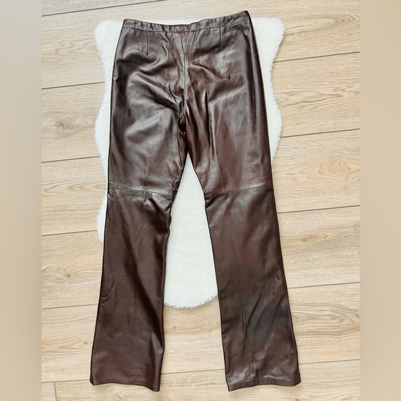 DANIER Dark Brown Bootcut Leather Pants Size Small - Picture 3 of 7